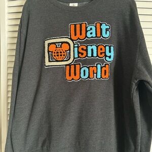 WDW Disney Gray Sweatshirt with raised retro logo